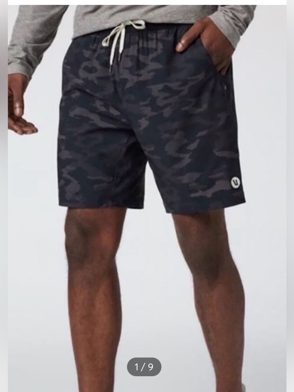 Vuori Mens Kore Shorts Charcoal Camo Athletic Performance Shorts Size Small 8”